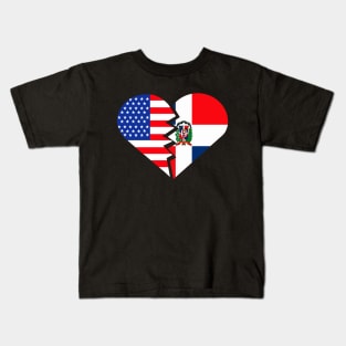 Republica Dominicana USA Flag Heart Spanish Teacher Hispanic Latino Kids T-Shirt